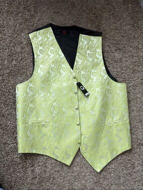Lime Green Paisley Formal Vest.